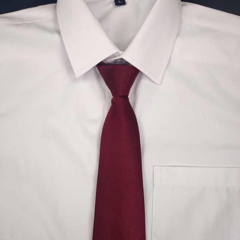 Fashion Accessories Men's Tie 8 cm Lazy Solid Color Zipper Tie Custom Polyester Silk Knot Free Twill