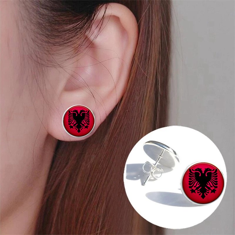 80 Models Albania Flag Map Tie Clip Lapel Pin Ring Brooch Cuff Link Necklace Bracelet Earrings Key Chain Albanian Jewelry Set