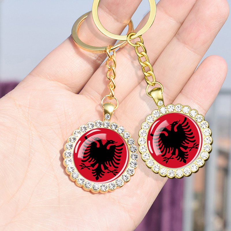 80 Models Albania Flag Map Tie Clip Lapel Pin Ring Brooch Cuff Link Necklace Bracelet Earrings Key Chain Albanian Jewelry Set