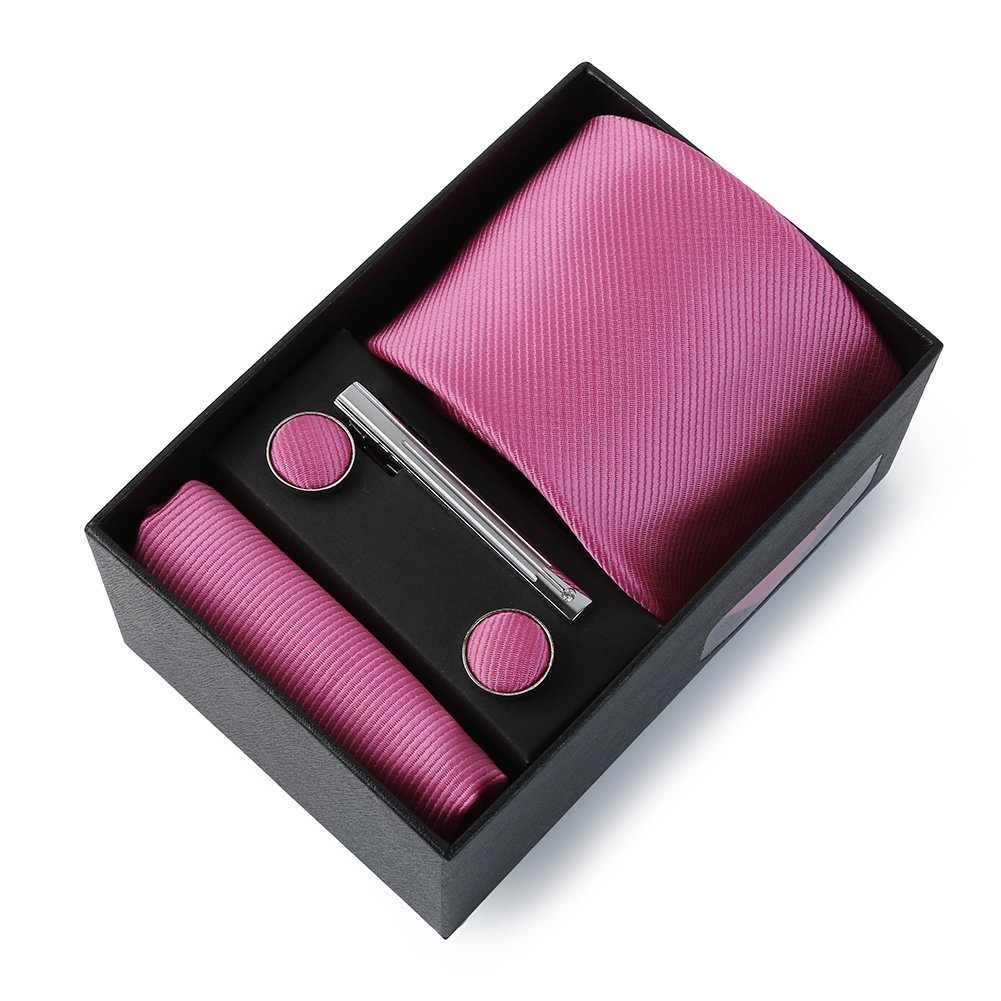 Plain Turkey Colombian Neckties Draped Pictures Set In Bulk Men's Tie Pin Cuff link Set With Pocket Square In Box