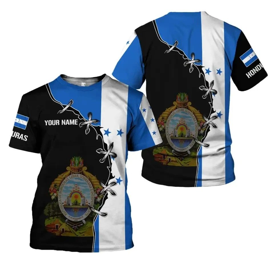 Custom Logo Honduras Flag Fitness T Shirt Wholesale Elastic Men Workout Gym Top Crew Neck Gym T Shirts Oversized Men's T-shirts