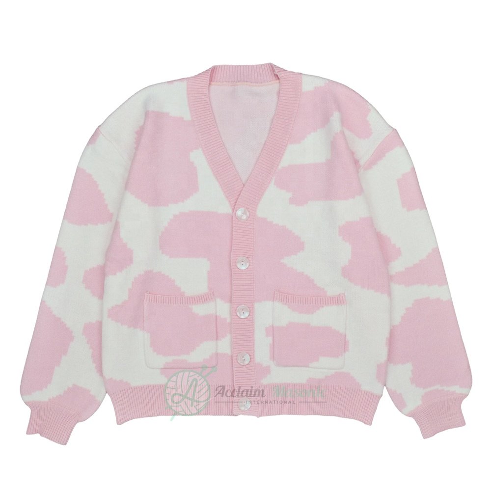 Pink Elegant Sorority Cardigan Soft Knitted AKA Embroidered Logo Long Length Breathable Anti-Shrink Button Belt Appliques