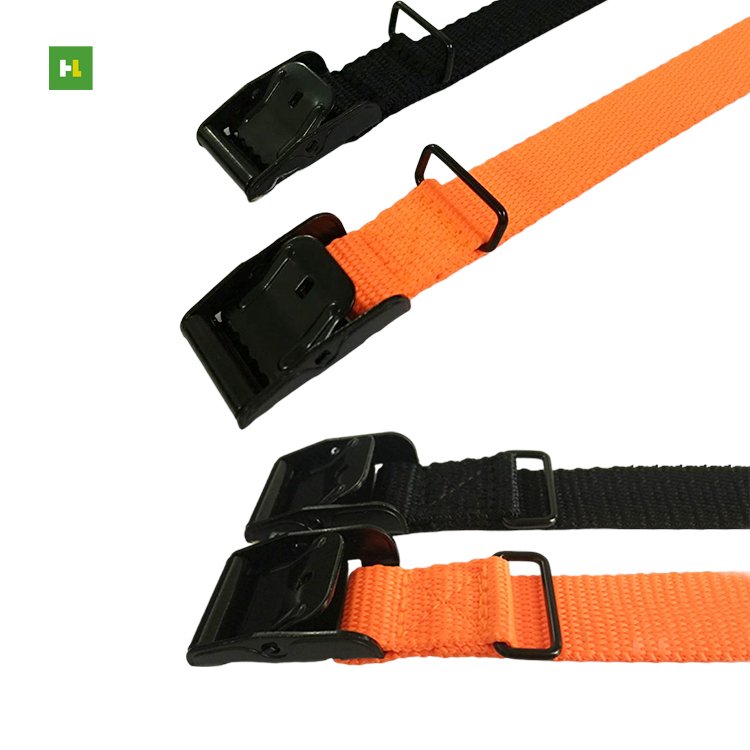 Factory Wholesale 20mm/ 25mm Polyester Belt 140kg Ratchet Cam Locking Buckle Tie Down Strap With Square Ring