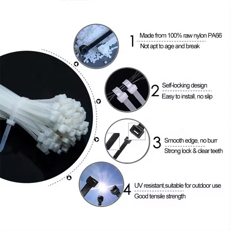 JAGASL Nylon PA66 cable tie high quality colorful cable ties 5*250 MM Nylon Self-locking zip ties