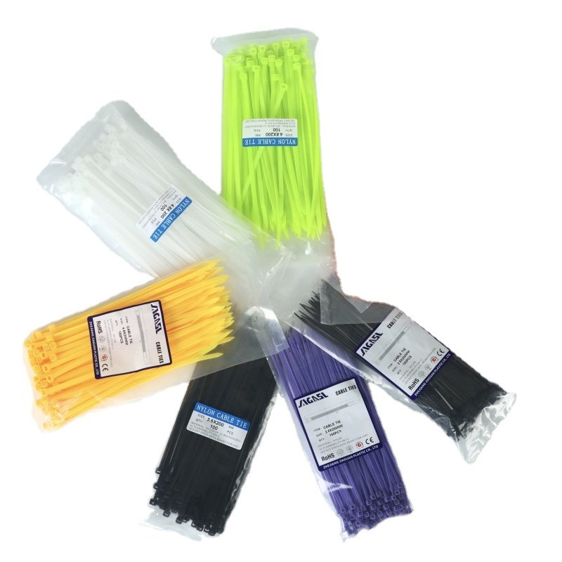JAGASL Nylon PA66 cable tie high quality colorful cable ties 5*250 MM Nylon Self-locking zip ties