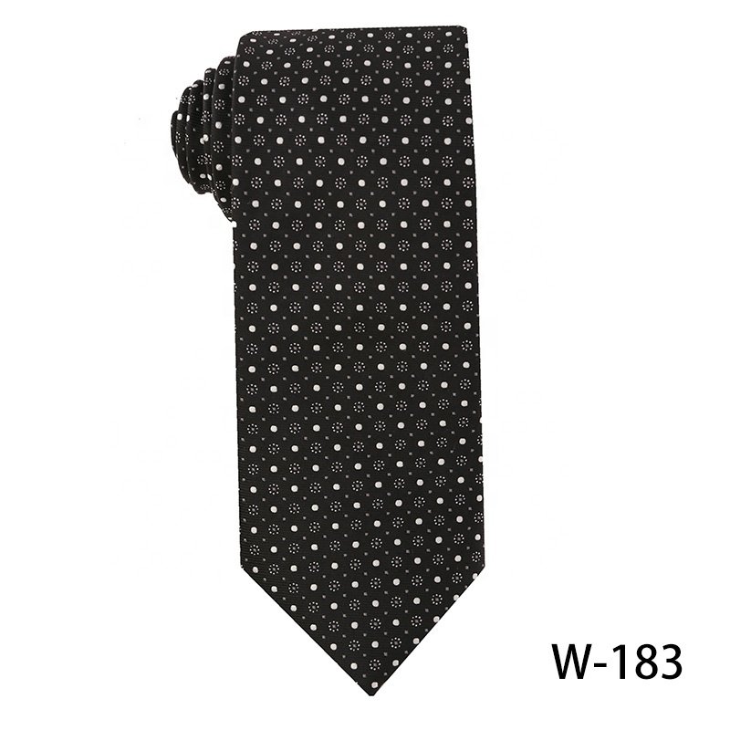ODM OEM High Quality Fashion 100% Polyester Fabric Neck Tie 7.5cm Black Jacquard Woven Men's Luxury Ties