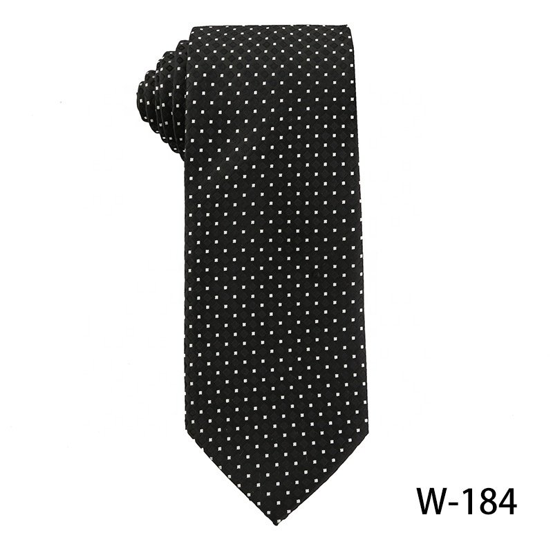 ODM OEM High Quality Fashion 100% Polyester Fabric Neck Tie 7.5cm Black Jacquard Woven Men's Luxury Ties