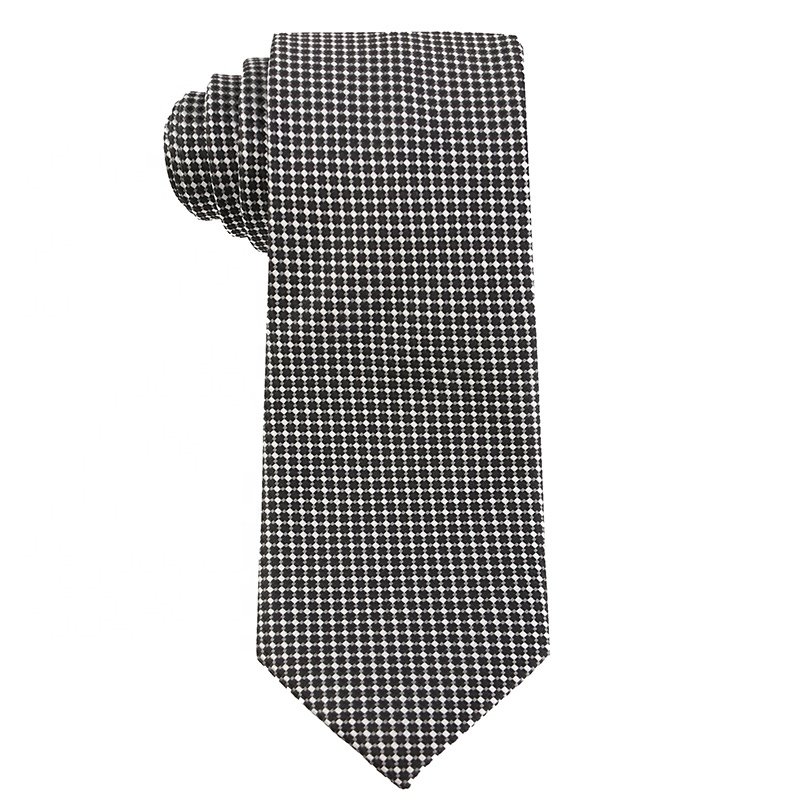 ODM OEM High Quality Fashion 100% Polyester Fabric Neck Tie 7.5cm Black Jacquard Woven Men's Luxury Ties