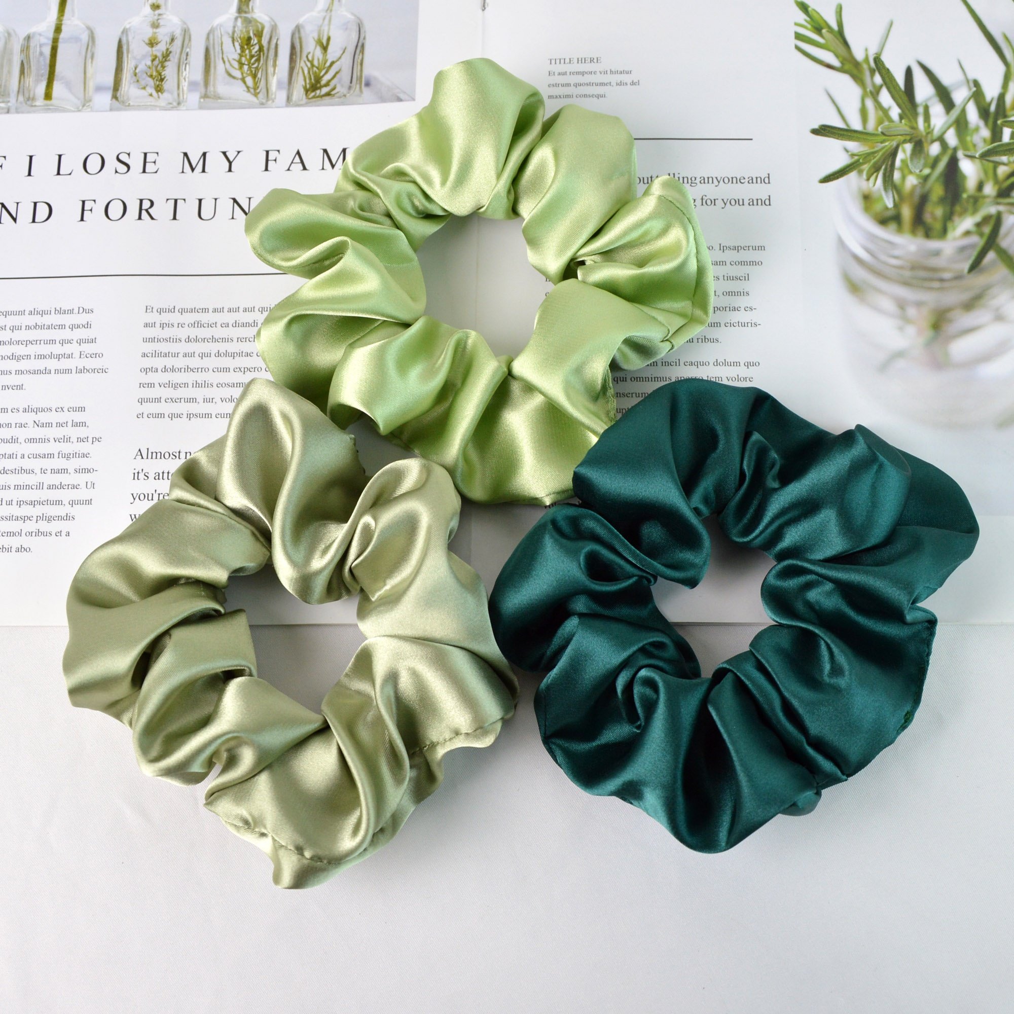 Luxury Hot Sale 5cm High Quality Smooth and High Elasticity Hair Ties Hair Band Silk Satin Scrunchies