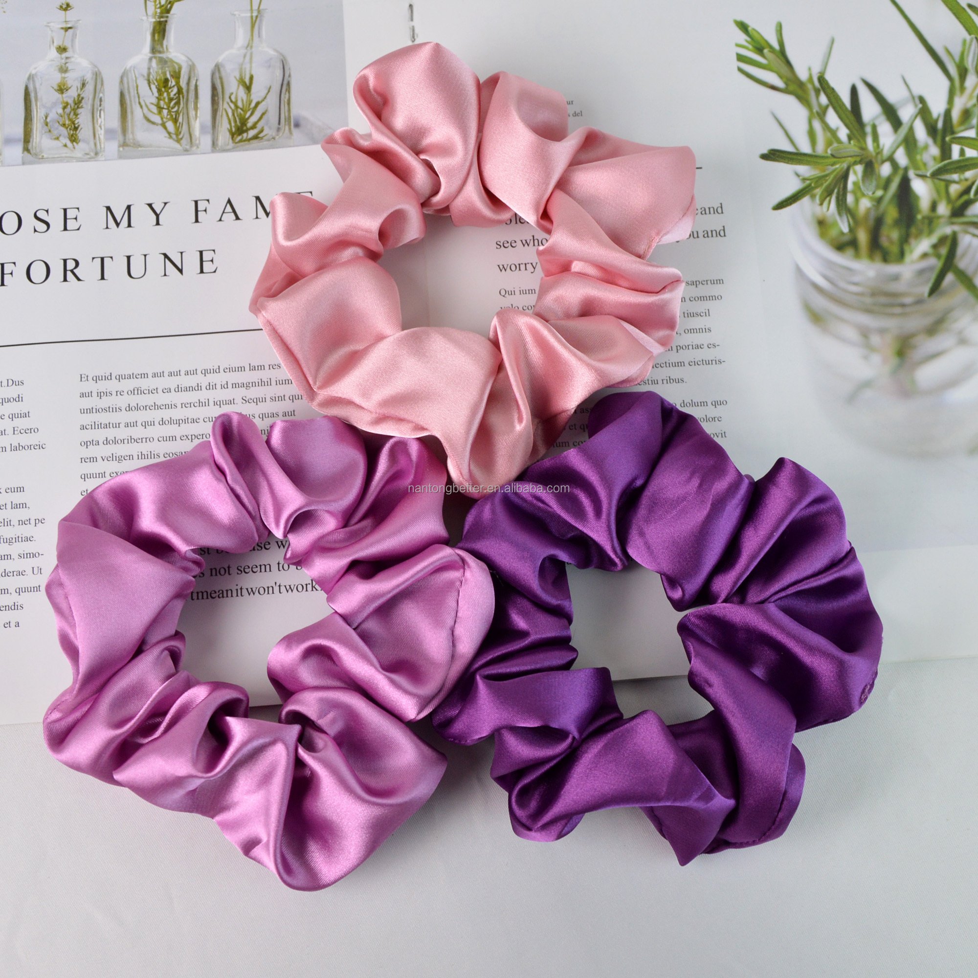 Luxury Hot Sale 5cm High Quality Smooth and High Elasticity Hair Ties Hair Band Silk Satin Scrunchies