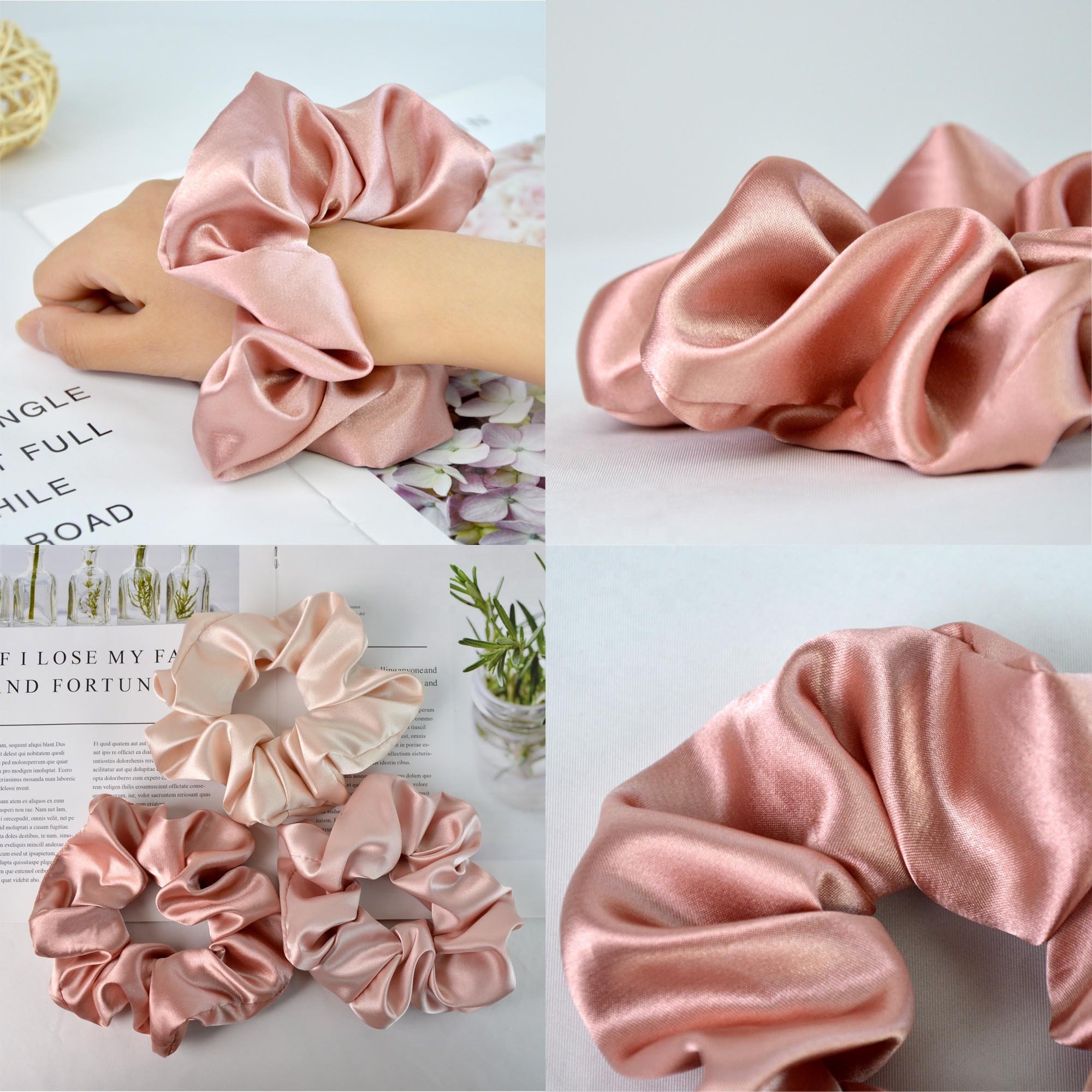 Luxury Hot Sale 5cm High Quality Smooth and High Elasticity Hair Ties Hair Band Silk Satin Scrunchies