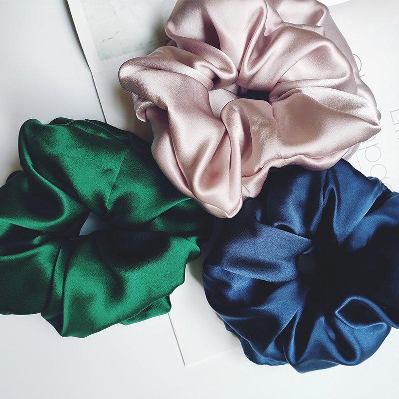 discount silk hair tie pink black ivory 19mm 3.5cm 100% pure mulberry silk scrunchies