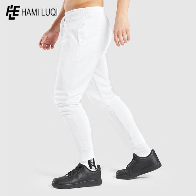 Fitness gym casual custom logo Men's Pants & Trousers plain colors white sweatpants joggers pants printed men sweatpants