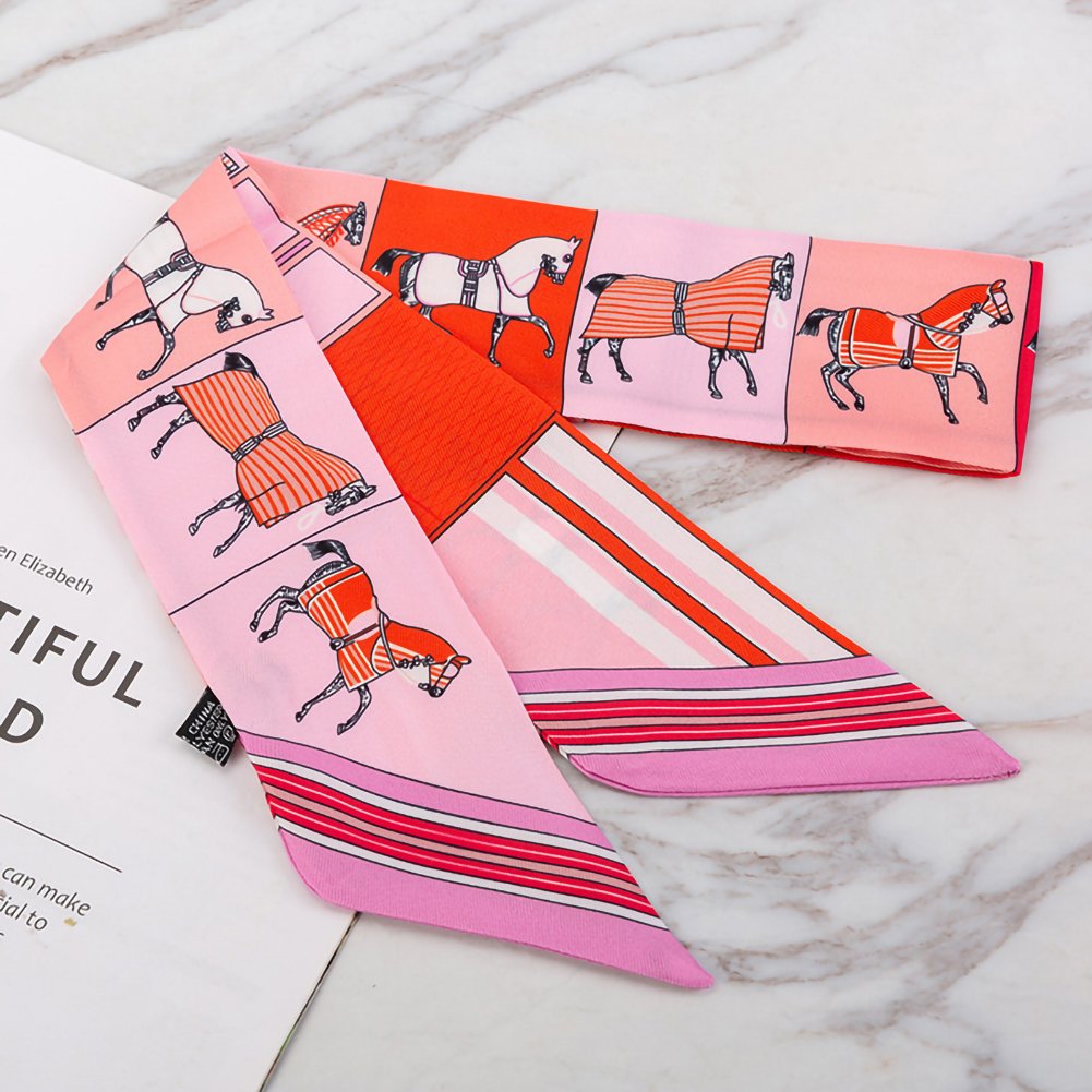 Japanese and Korean Style Small Neck Tie Scarf Cute Pony Simulation Silk Long Streamer Ribbon Bag Decoration Scarf