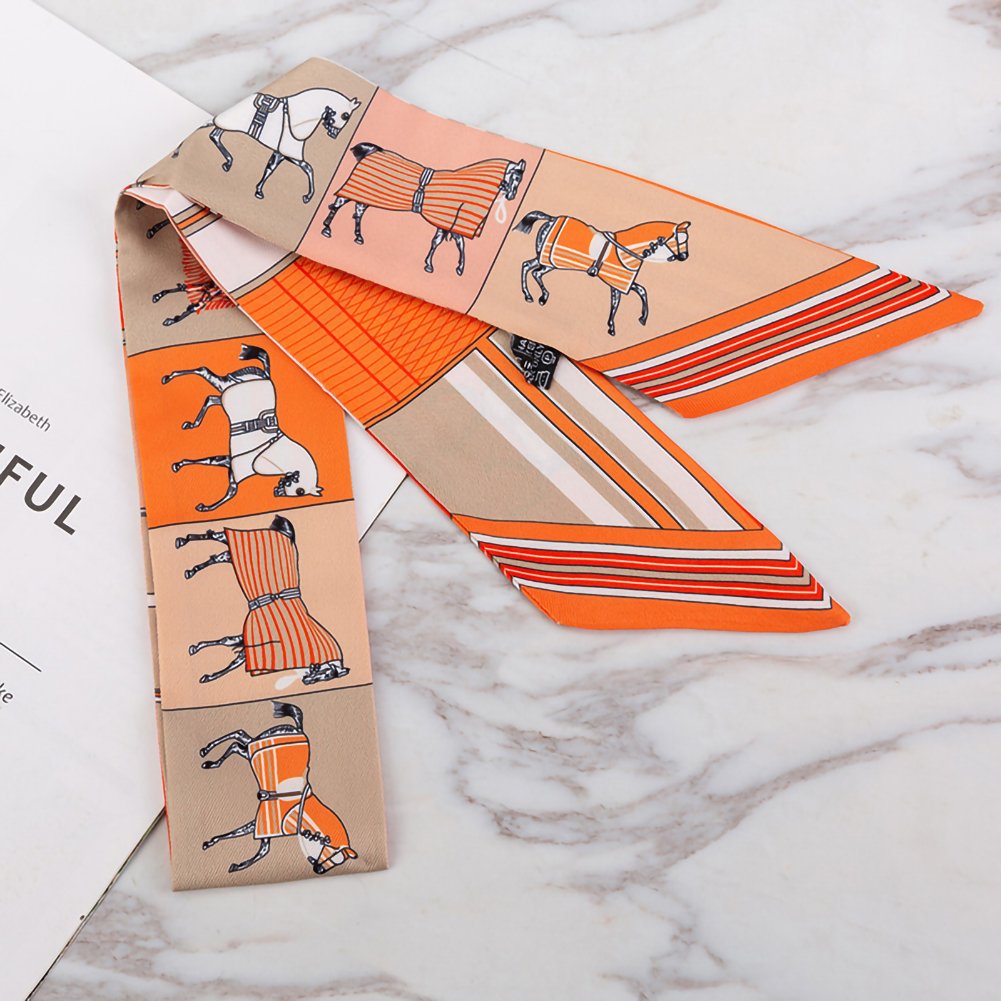 Japanese and Korean Style Small Neck Tie Scarf Cute Pony Simulation Silk Long Streamer Ribbon Bag Decoration Scarf