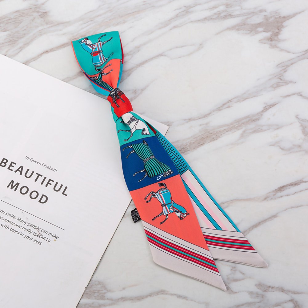 Japanese and Korean Style Small Neck Tie Scarf Cute Pony Simulation Silk Long Streamer Ribbon Bag Decoration Scarf