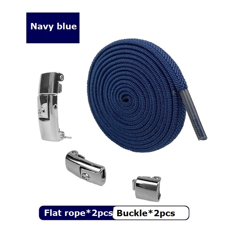 Flat elastic no tie metal press lock lazy attraction shoelaces for kids men women