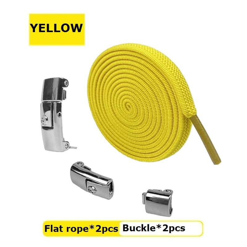 Flat elastic no tie metal press lock lazy attraction shoelaces for kids men women