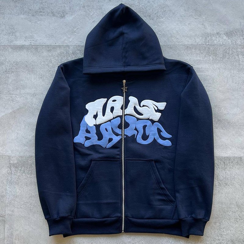 High Quality Oem Custom Zip Up Hoodie Puff Print Customized Good Quality High Quality Men Clothing Men Hoodies