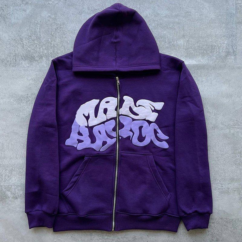High Quality Oem Custom Zip Up Hoodie Puff Print Customized Good Quality High Quality Men Clothing Men Hoodies