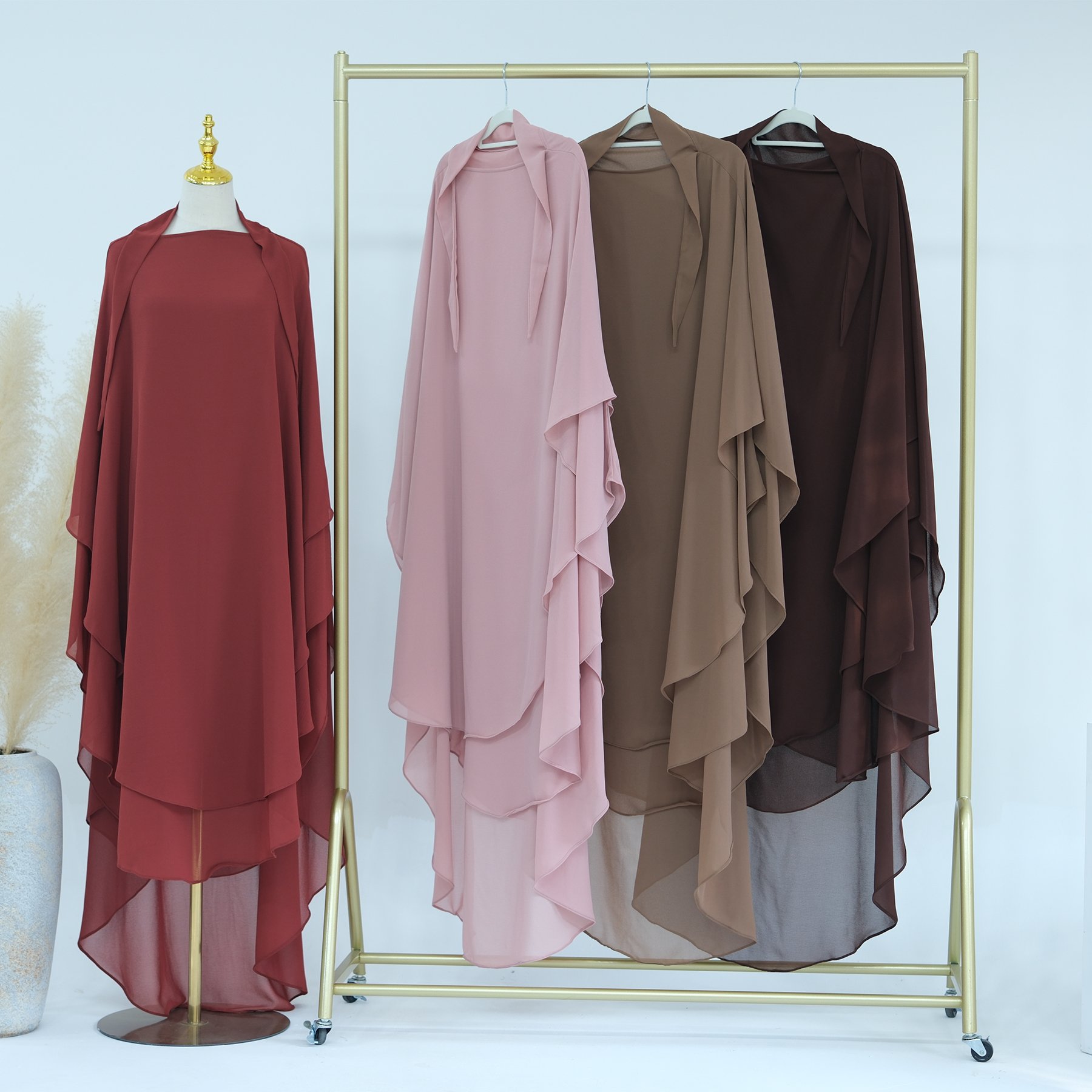 2025 Chador New Turkey Overhead Tie Back Plain Prayer Scarf Muslim Women Hijab 2 Layers Long Niqab Chiffon Khimar