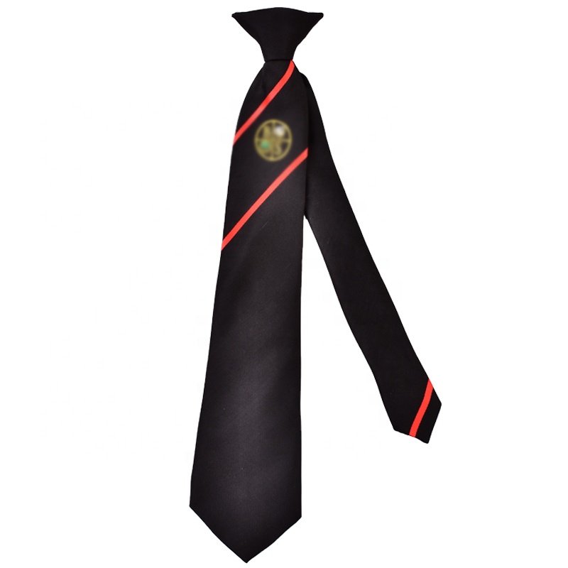 wholesale high quality hand made custom logo clip on polyester neck ties for school