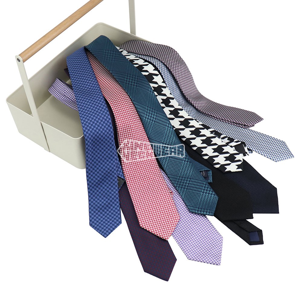 Custom Red White Herringbone Wholesale Business Suits Accessories Woven Designer Neckties Men Fashion Ties For Men