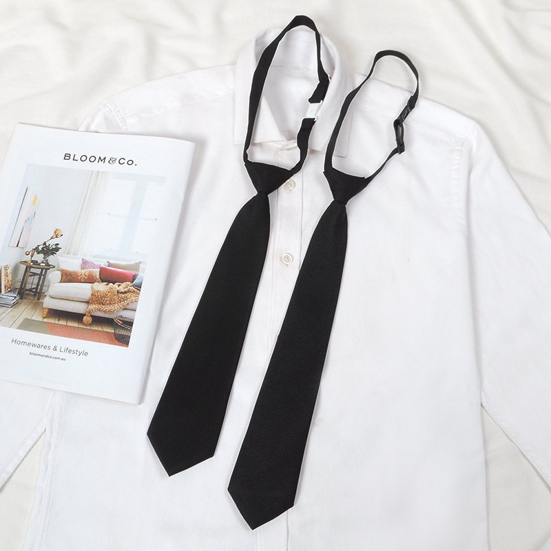 Black tie men zip lazy free jk long and short preppy student hand hit women