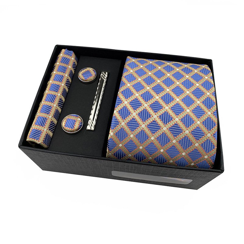 New desgin necktie Hankies Set With Cufflinks Business White Pink Necktie Set For Men
