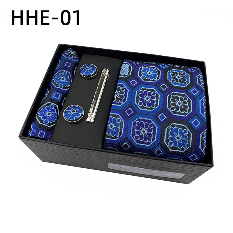 New desgin necktie Hankies Set With Cufflinks Business White Pink Necktie Set For Men
