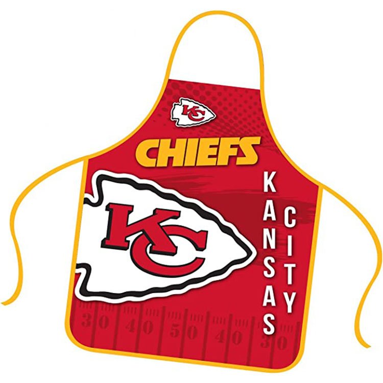 Kansas City Chiefs Apron Chef Hat Set Full Color Universal Size Tie Back Grilling Tailgate BBQ Cooking Host