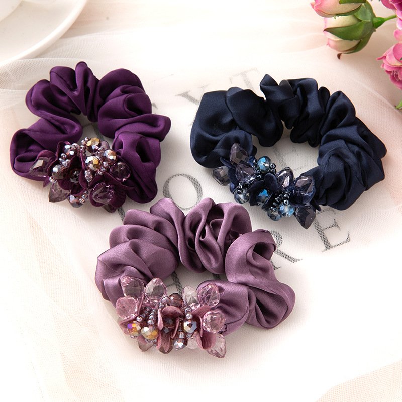 Wholesale Scrunchies Hair Accessories Band Ties Bracelet Ponytail Holders Rhinestone Scrunchie Crystal Diamond Hair Flowers