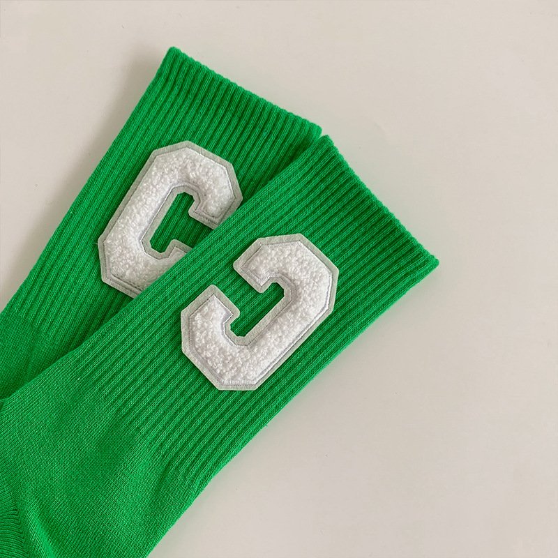 Women's Mid-tube Letters Street Crew Socks Unisex Three-dimensional Big C Trend Ins Wind Sports Couple Socks