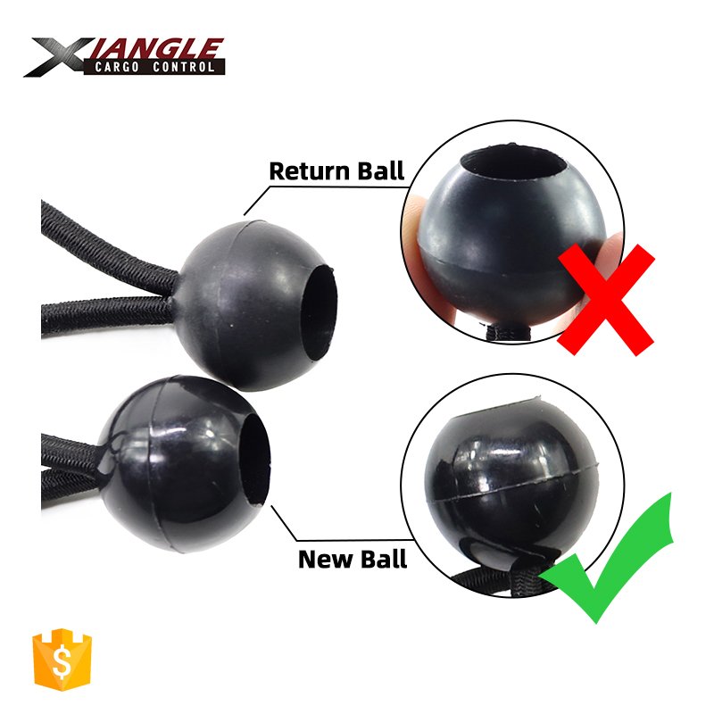 25pk mini bungee cord 6" high strength polyester elastic black rubber ball bungee cord with ball for outdoor tarp tie down