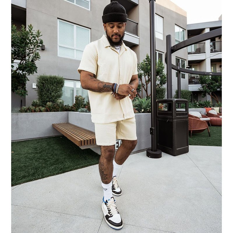 Mens Solid Short Sleeve Casual Button Shirt Beach Shorts Sets Summer Streetwear Vacation Hawaiian Suits Men Shorts Set