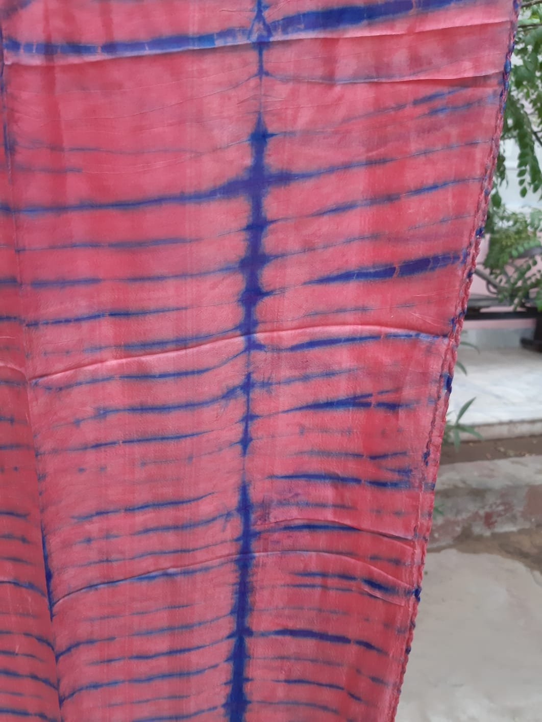 Luxurious Handmade Tie Dye Silk Scarf, Dupatta With Pom Pom Decor Edge For Summer Neck & Beach Body Wrap For Women Clothing
