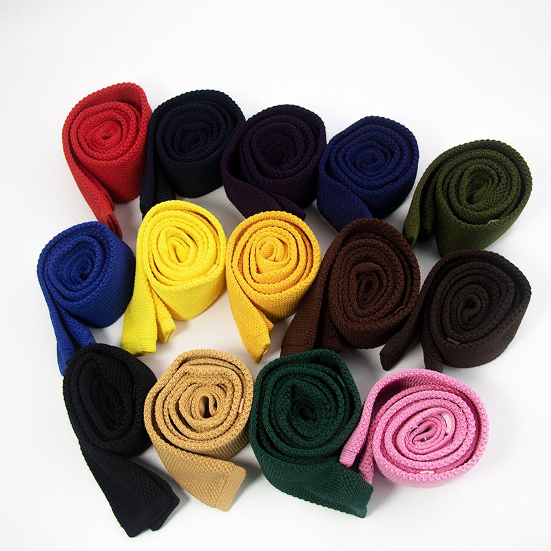 Men's Supper Skinny Colorful Knit Tie Star Point Knitted Leisure Striped Tie