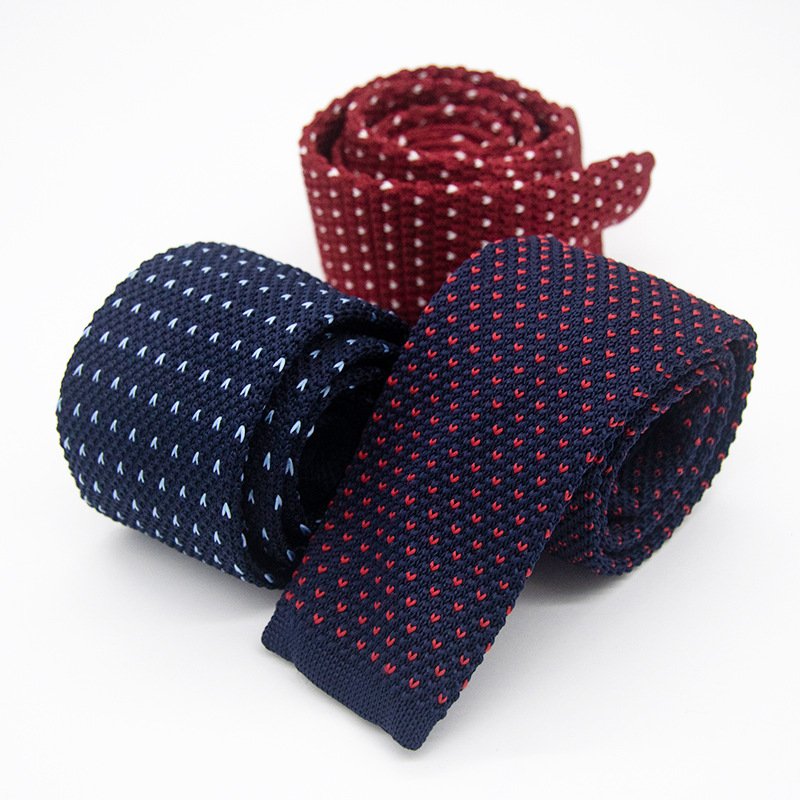 Men's Supper Skinny Colorful Knit Tie Star Point Knitted Leisure Striped Tie