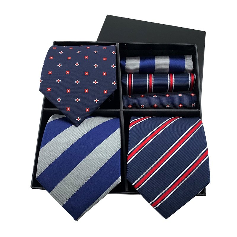 Wholesale cheap corbata para hombres business men suit tie gift set neck ties and pocket square neckties for men with box