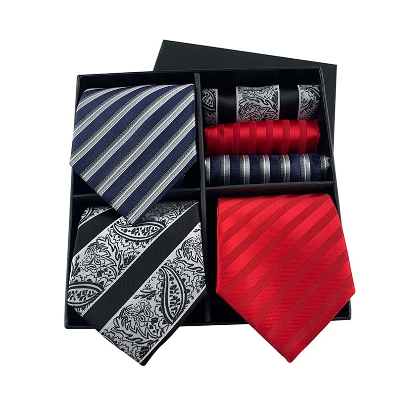 Wholesale cheap corbata para hombres business men suit tie gift set neck ties and pocket square neckties for men with box