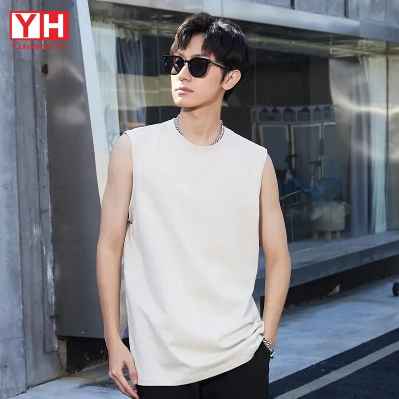 Oem Printing Embroidery 100 Cotton Tank Top Men Sleeveless Tshirt Vest Summer Breathable Blank Singlet