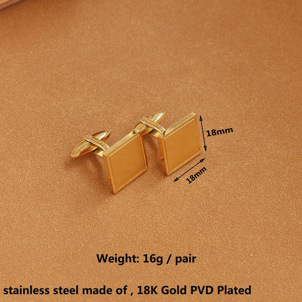 High Finish Fashion Stainless Steel Brushed Matte Square Cufflinks For Men Engravable