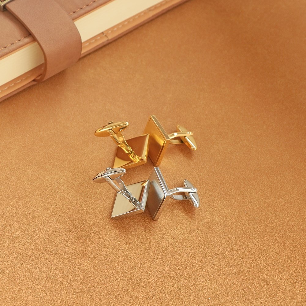 High Finish Fashion Stainless Steel Brushed Matte Square Cufflinks For Men Engravable