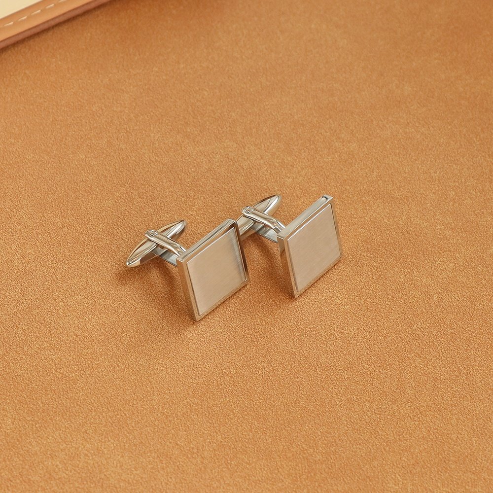 High Finish Fashion Stainless Steel Brushed Matte Square Cufflinks For Men Engravable