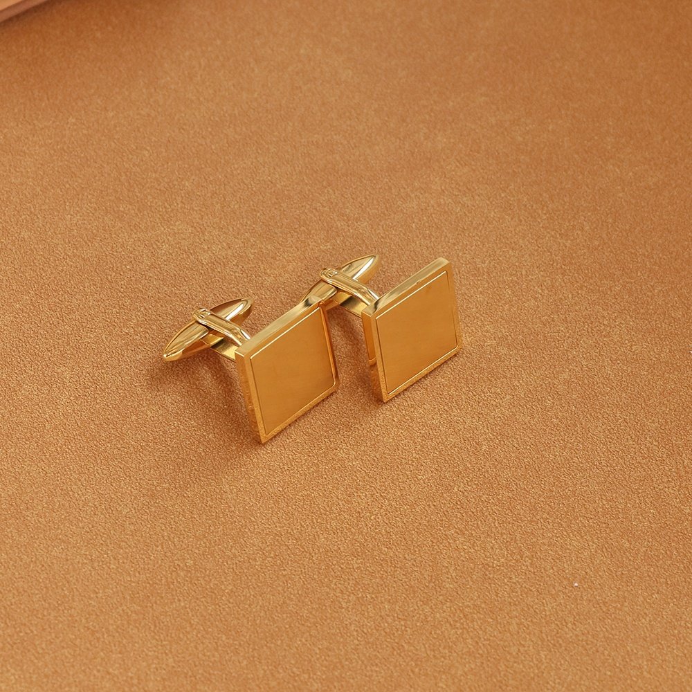 High Finish Fashion Stainless Steel Brushed Matte Square Cufflinks For Men Engravable