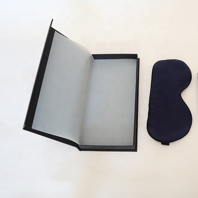 High end Navy blue sleep eye mask customized promotional gift set supplier Textured black card gift box