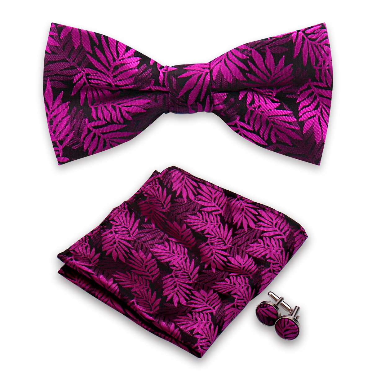 Handmade Wholesale Mens Green Bow Tie Pocket Square Set With Cufflinks Bowtie Handkerchief For Men