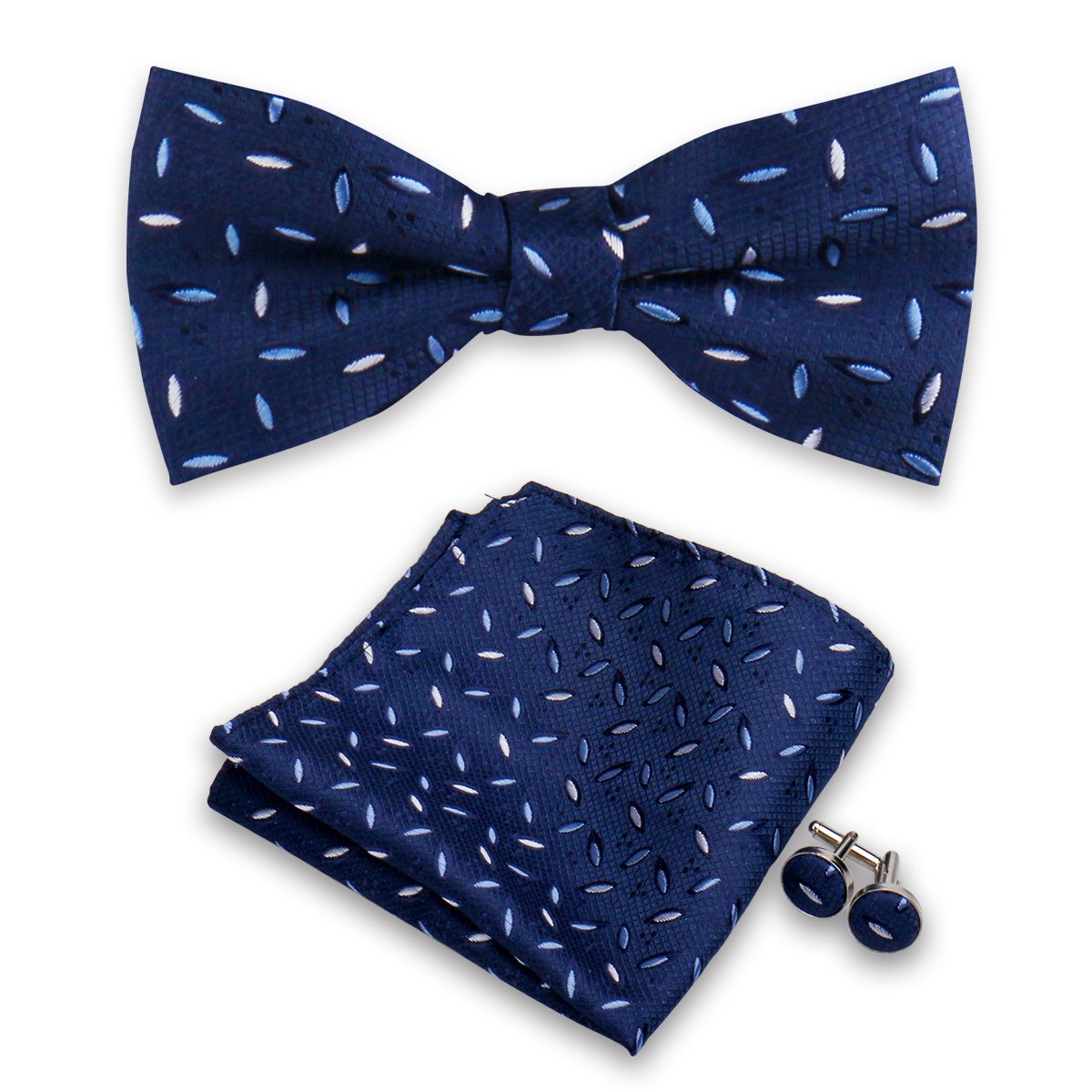 Handmade Wholesale Mens Green Bow Tie Pocket Square Set With Cufflinks Bowtie Handkerchief For Men