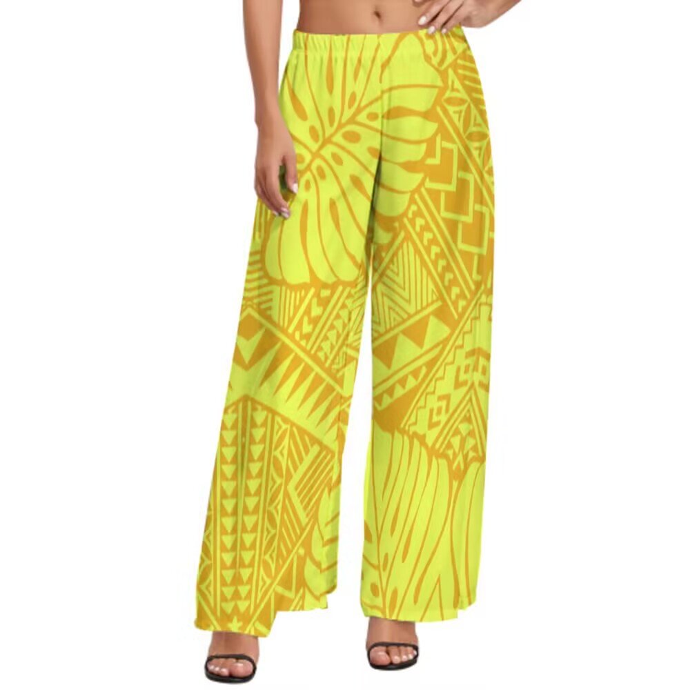 Tapa Pattern Pacific Island Casual Plus Size Women Long Pants Ladies Lounge Yoga Pants High Waist Oversize Palazzo Pants Custom