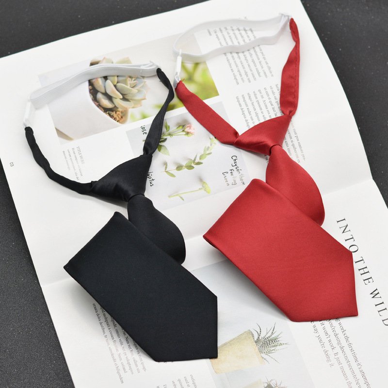 JK Tie female solid color boys lazy tie black navy red gray college uniform necktie